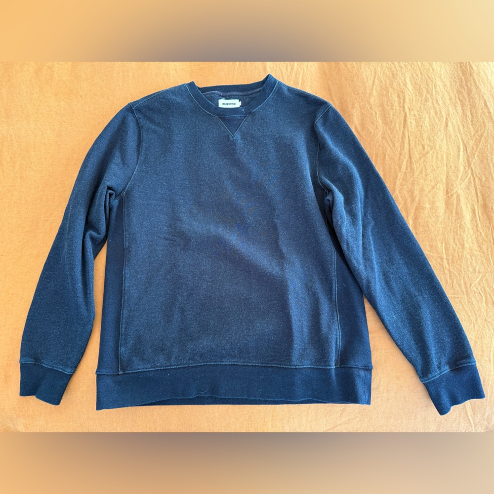 Taylor Stitch Men's Crewneck Sweatshirt - The Apres Crew, Rinsed Indigo Terry, L